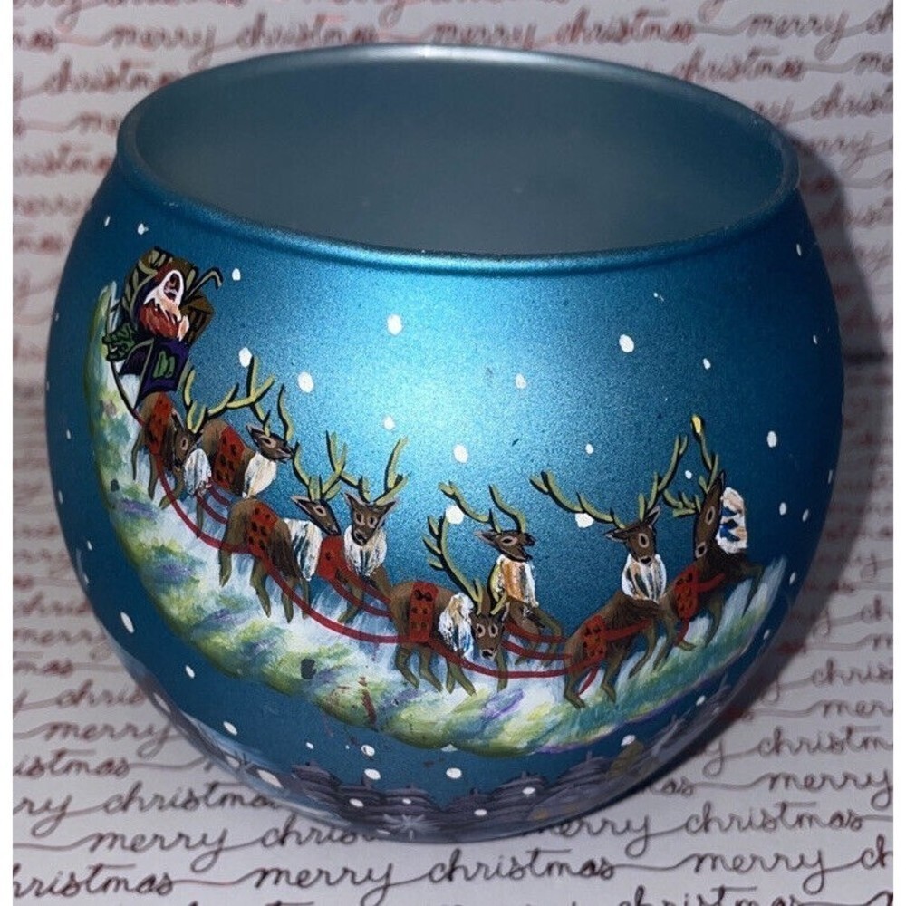 Christmas Reindeer  Winter land 3 " Candle Holder‎ Hand Painted